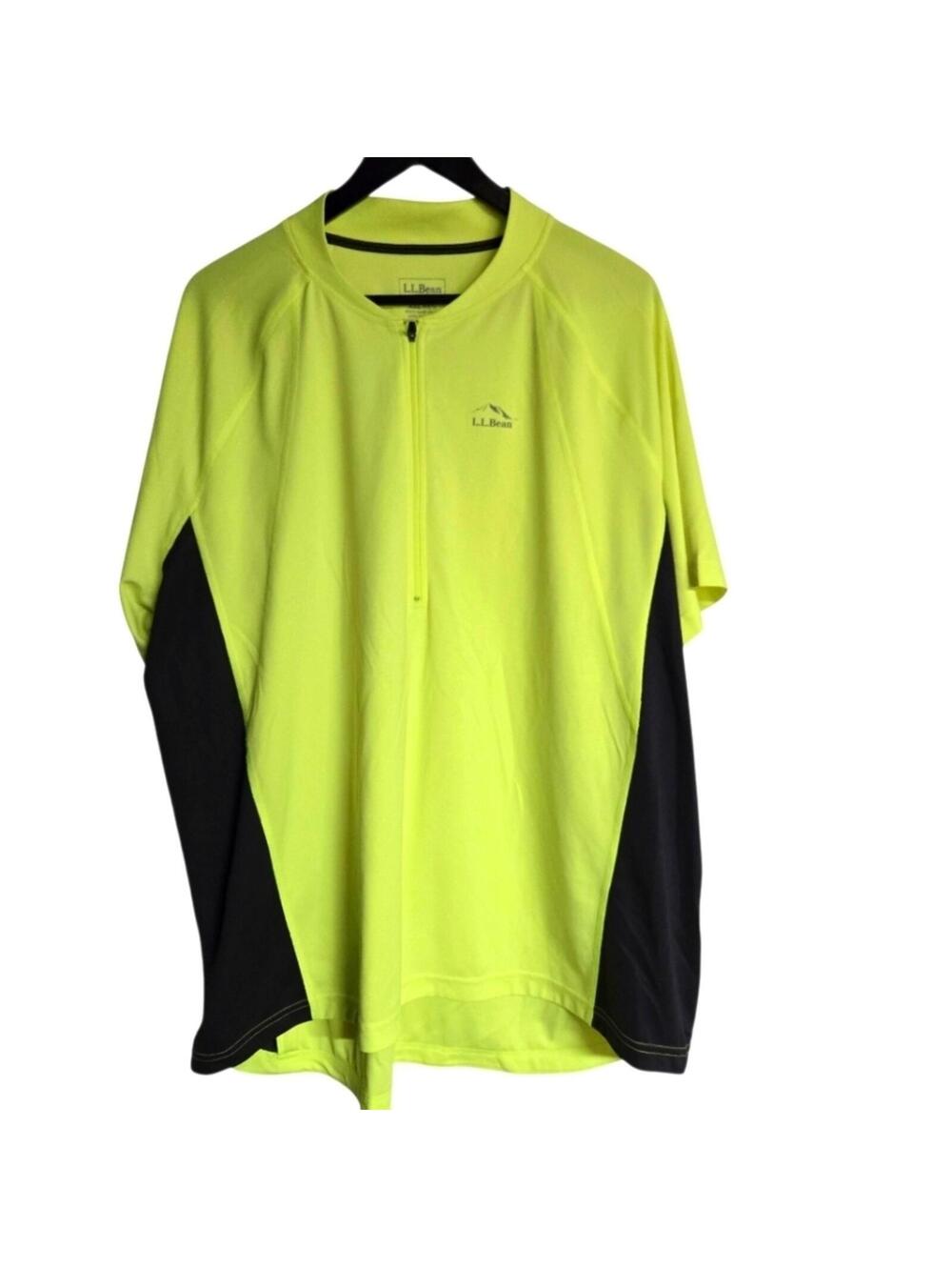 L.L. Bean Men's Neon Yellow and Black Cycling Tee